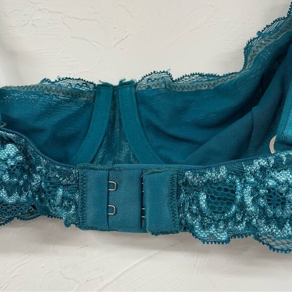 Intimint Teal Green Lace Demi Underwire Push Up Bra 34B Girly Romantic Lingerie - Picture 5 of 8